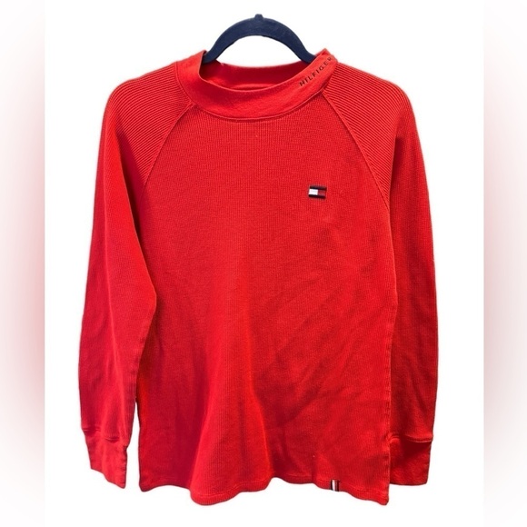 Tommy Hilfiger Youth Red Long Textured Long Sleeve Shirt Size XL - Picture 1 of 9